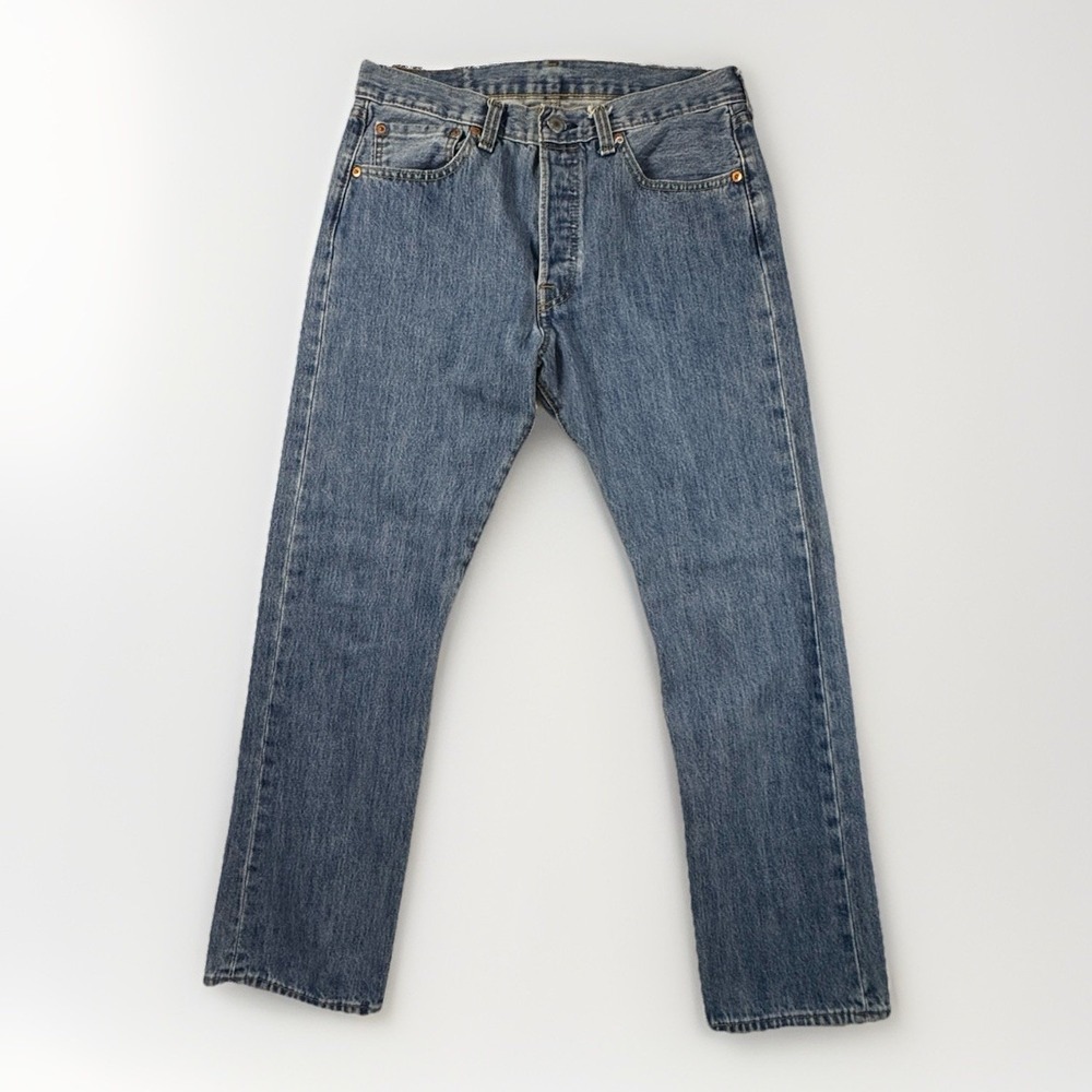 Levi's Men's 501 34x30 Original Straight Fit Jeans - Dark Wash - Picture 3 of 12